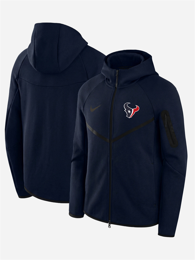 Men's Houston Texans Navy Tech Fleece Full-Zip Windrunner Hoodie